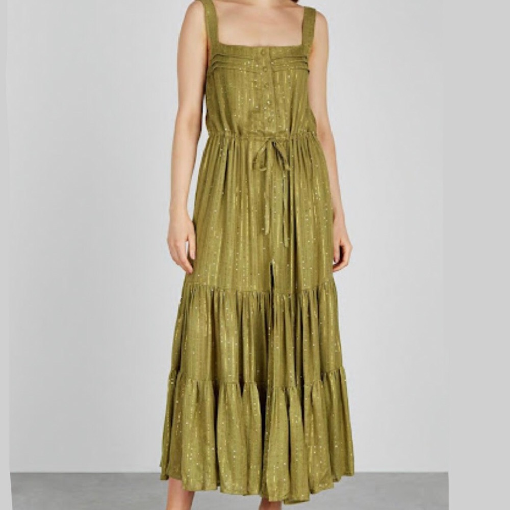 NEW Sundress Lucia Roma Kaki Olive Green Sleeveless Peasant Dress